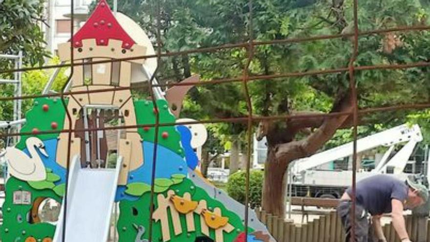 Mejoras en la zona infantil del parque Jovellanos de Mieres