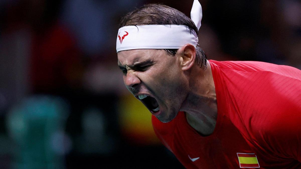 Rafael Nadal durante su partido contra el holandés Botic van de Zandschulp