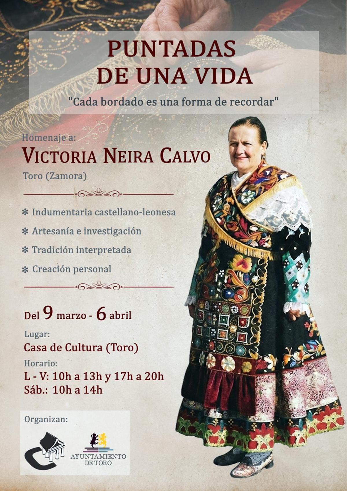 Cartel de presentación de la exposición "Puntadas de una vida"