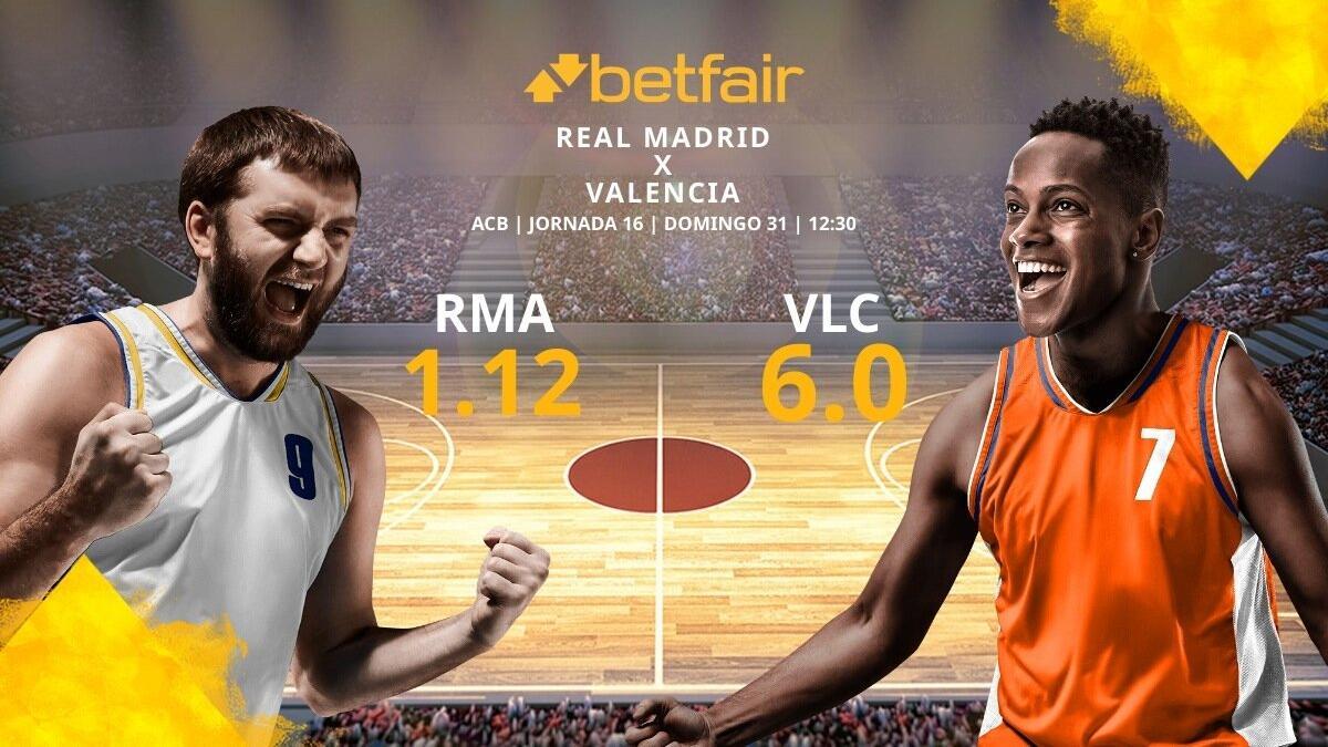 Real Madrid Baloncesto vs. Valencia Basket: horario, TV, estadísticas, clasificación y pronósticos
