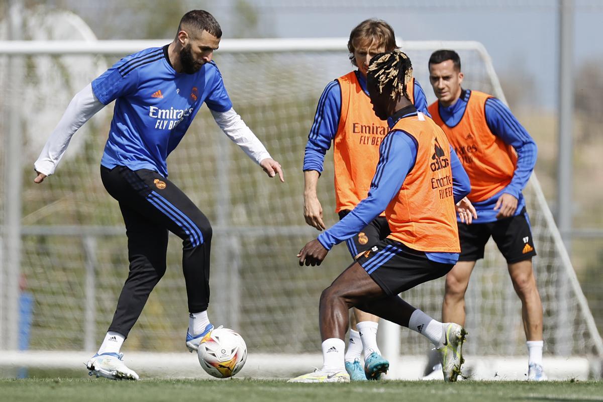 Entrenamiento del Real Madrid previo a su partido contra el Espanyol.