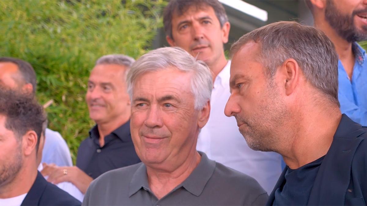 Flick y Ancelotti, juntos en la Jornada de entrenadores