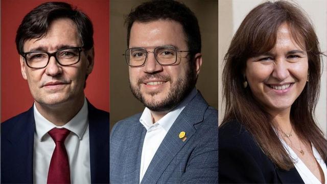 Salvador Illa, Pere Aragones y Laura Borras