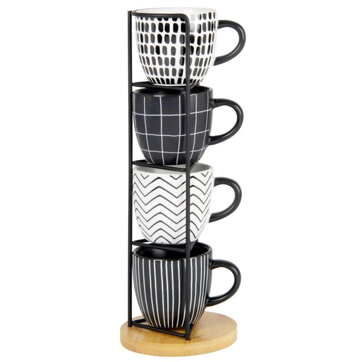 Tazas y soporte de metal negro para guardarlas de Maisons du Monde