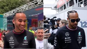 Hamilton y su doble,  Luis Juan Milton, en el GP de Catalunya