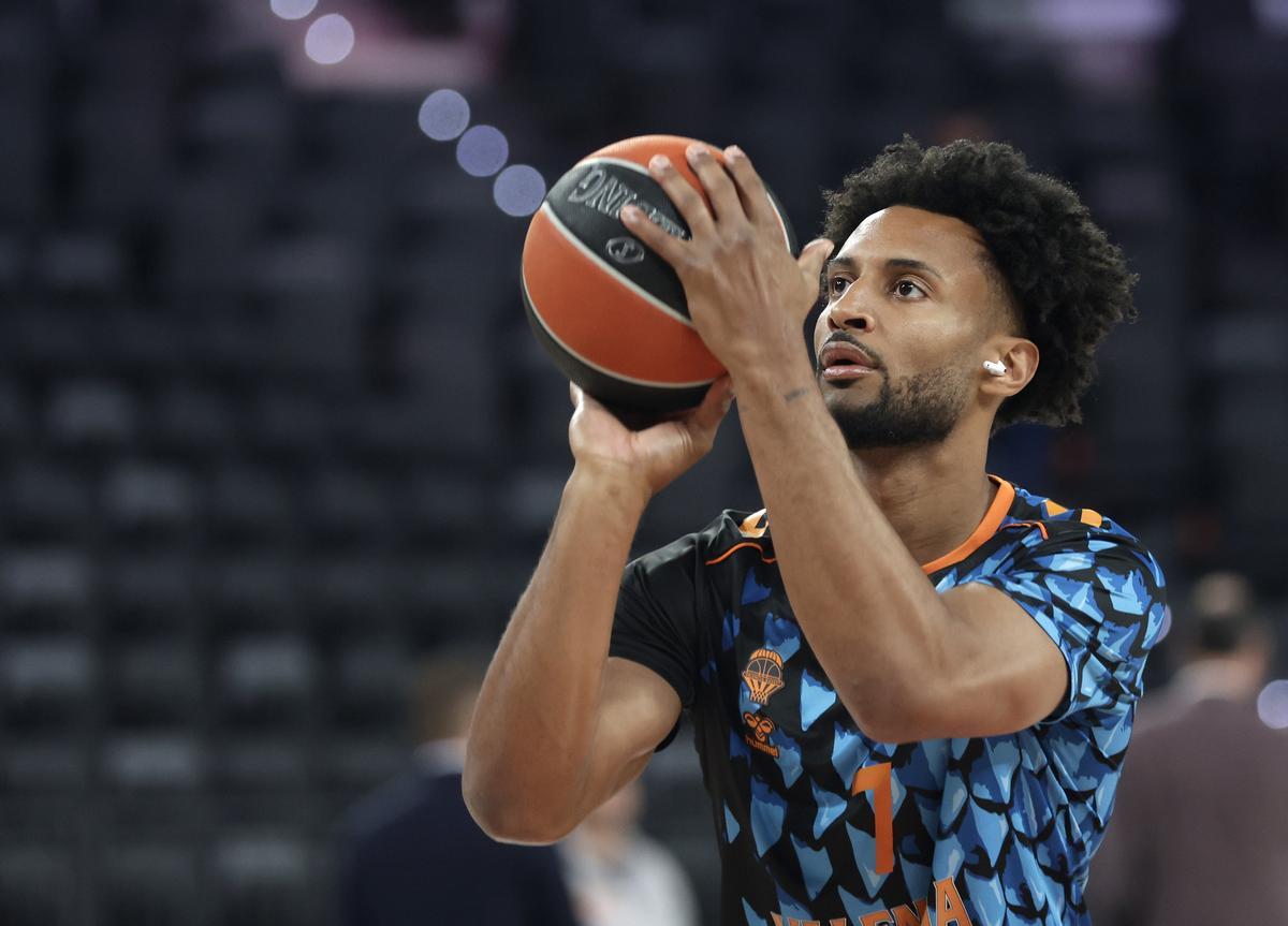 Braxton Key, instantes antes del inicio del partido ante el Panathinaikos.