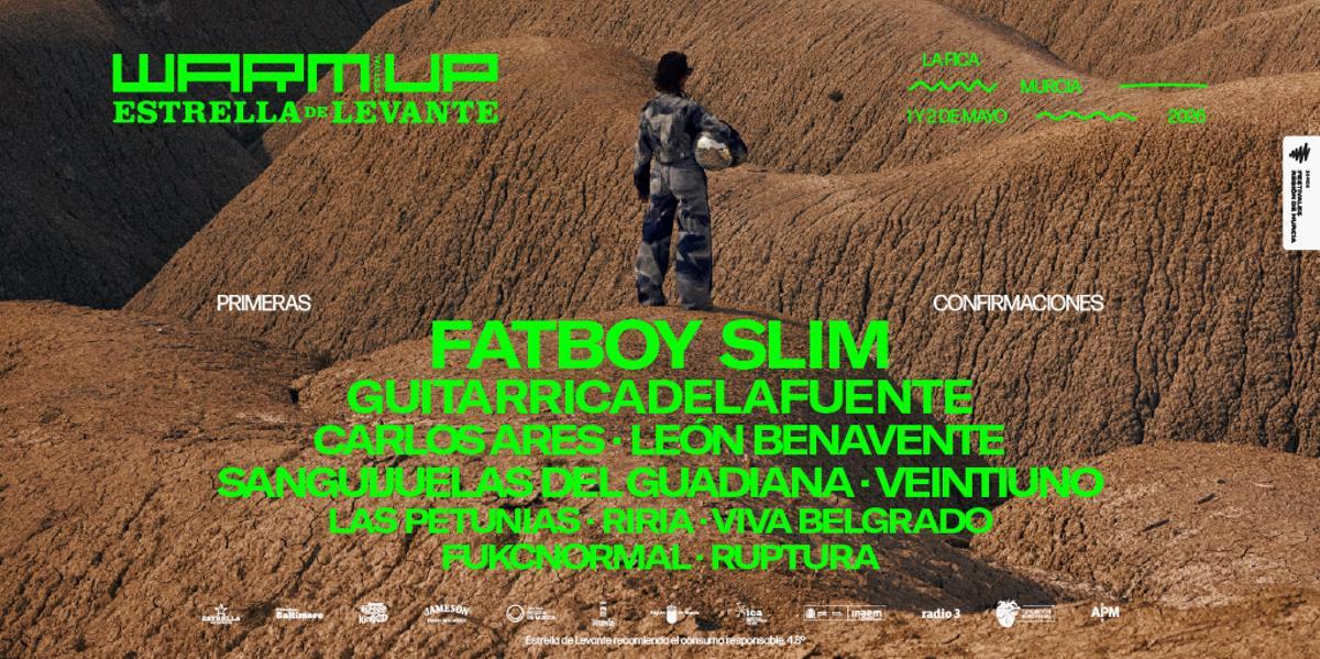 Cartel con las primeras confirmaciones WARM UP 2026.