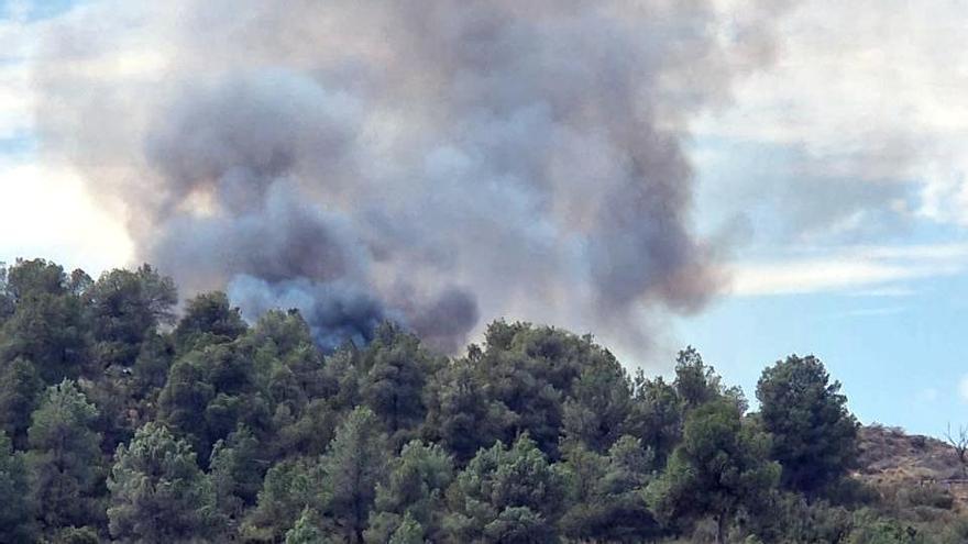 33 dotacions terrestres dels Bombers i 9 d&#039;aèries treballen un incendi a Batea que afecta sobretot territori aragonès