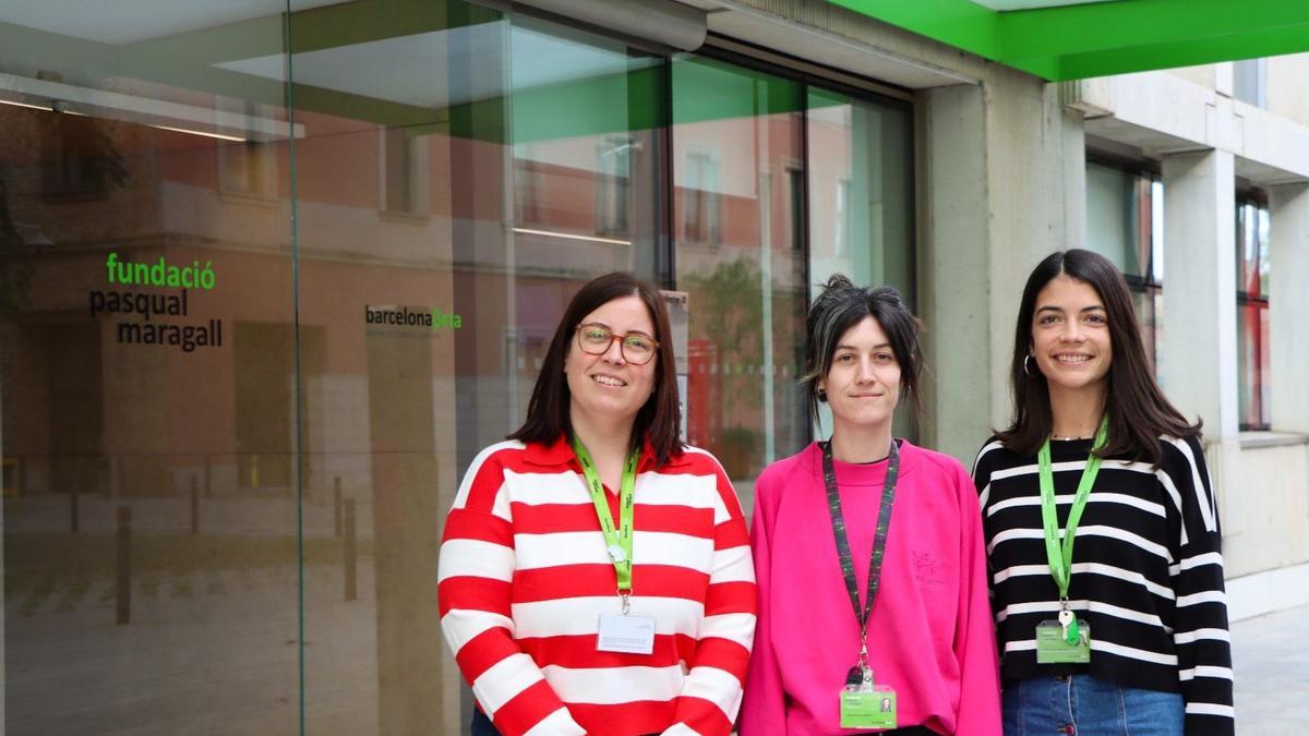 Las investigadoras del BarcelonaBeta Brain Research Center (BBRC) Anna Brugulat, Lidia Canals y Alba Cañas.