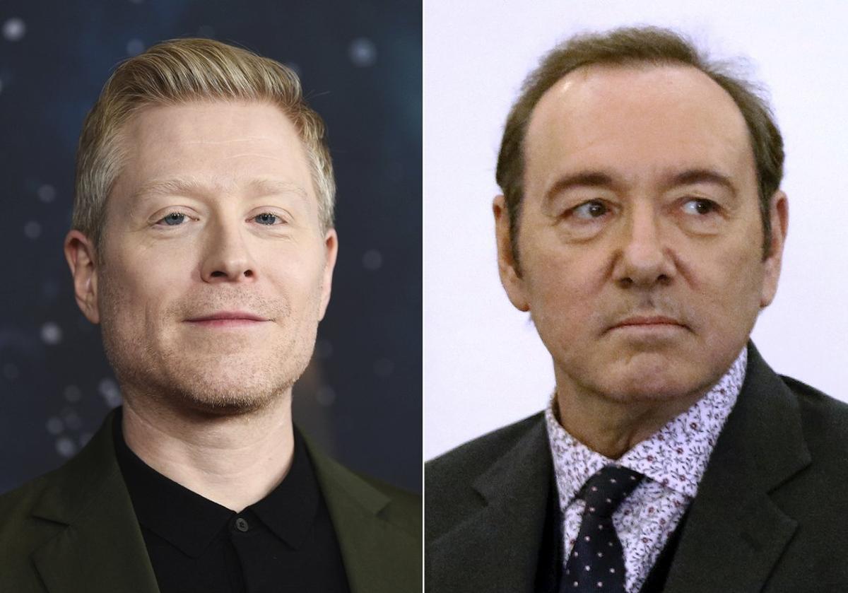 Actor Anthony Rapp attends the Star Trek: Discovery season two premiere in New York on Jan. 17, 2019, left, and actor Kevin Spacey is seen during his arraignment on a charge of indecent assault and battery in Nantucket, Mass., on Jan. 7, 2019.  On Wednesday, Sept. 9, 2020, Rapp was one of two men who filed a lawsuit against Spacey, accusing the actor of sexual assaults in the 1980s when he and the other plaintiff, who is  known as C.D. were teens. (AP Photo, File)