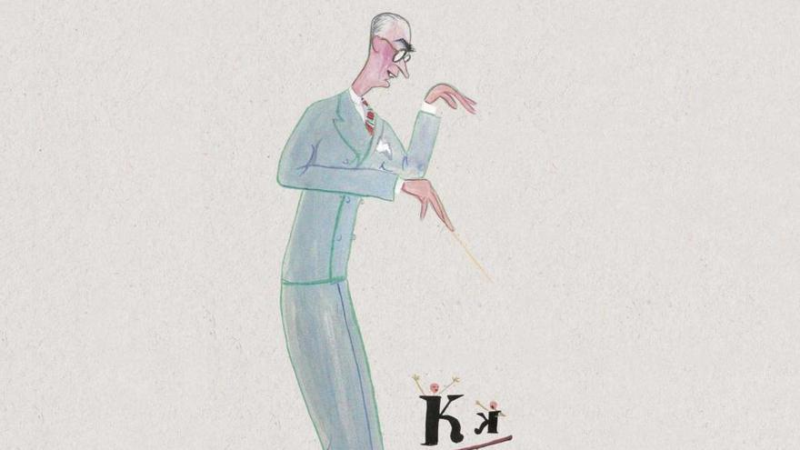 Ilustración de los años 30 cuando Samper dirigía la Orquesta Sinfónica de Madrid.