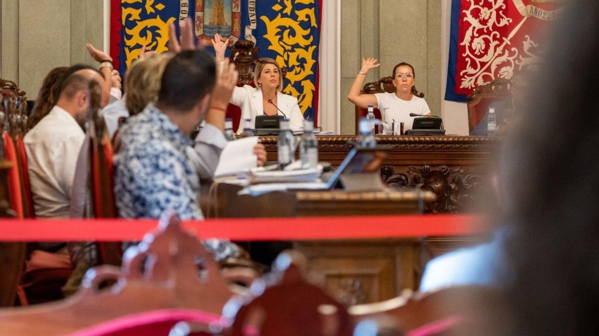 El Gobierno vota a favor de una moción durante el Pleno celebrado ayer. | FELIPE G. PAGÁN