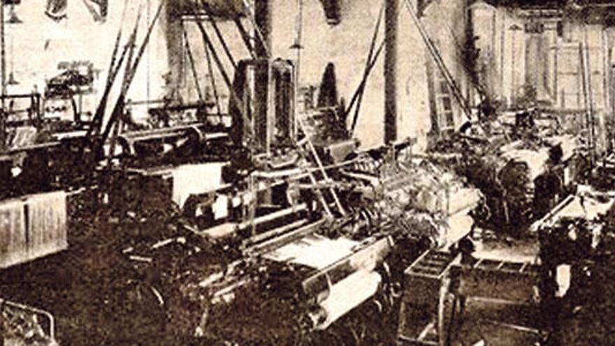 Imagen de unos telares en una fábrica de Palma. Este sector constituyó el 12 por ciento de la renta generada en el XVIII.