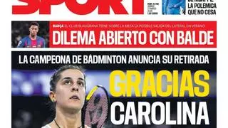 La portada de SPORT de hoy viernes, 27 de marzo de 2026