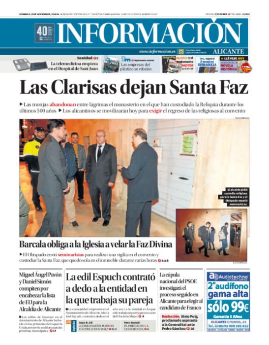 Estas han sido las portadas más destacadas de INFORMACIÓN en 2018