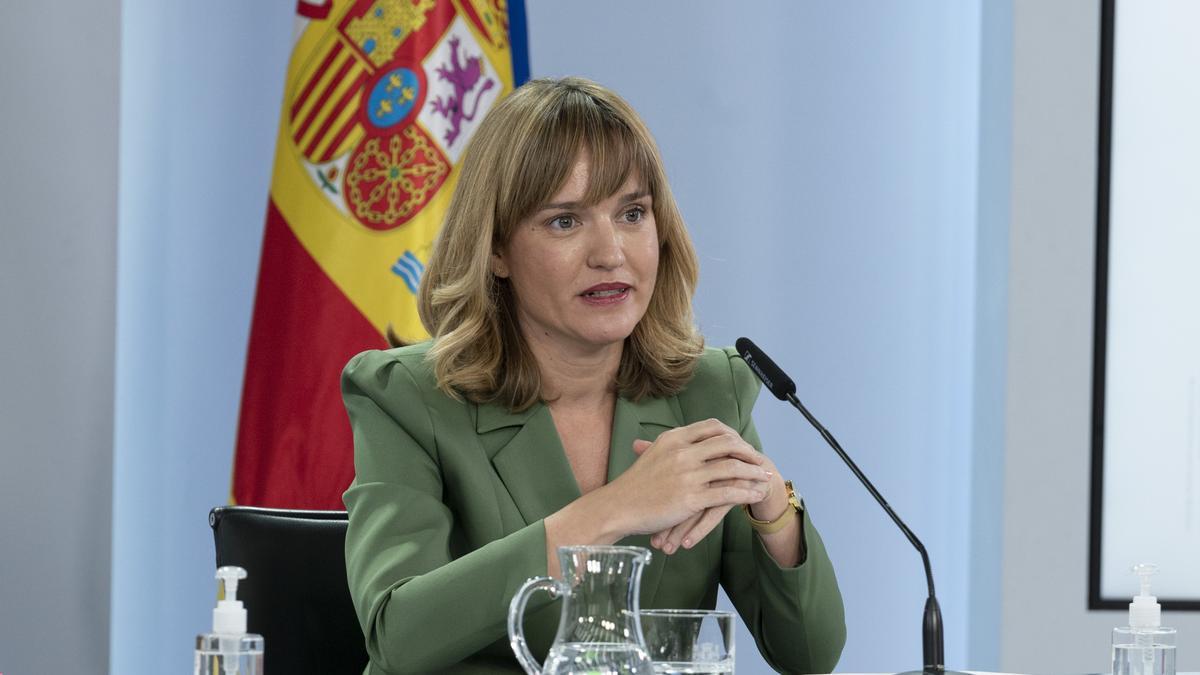 La ministra d&#039;Educació, Pilar Alegría, en roda de premsa a Moncloa després d&#039;un Consell de Ministres