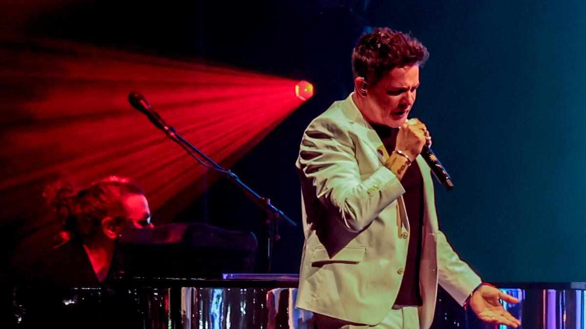 El cantante Alejandro Sanz durante un concierto en el Wanda Metropolitano en Madrid.