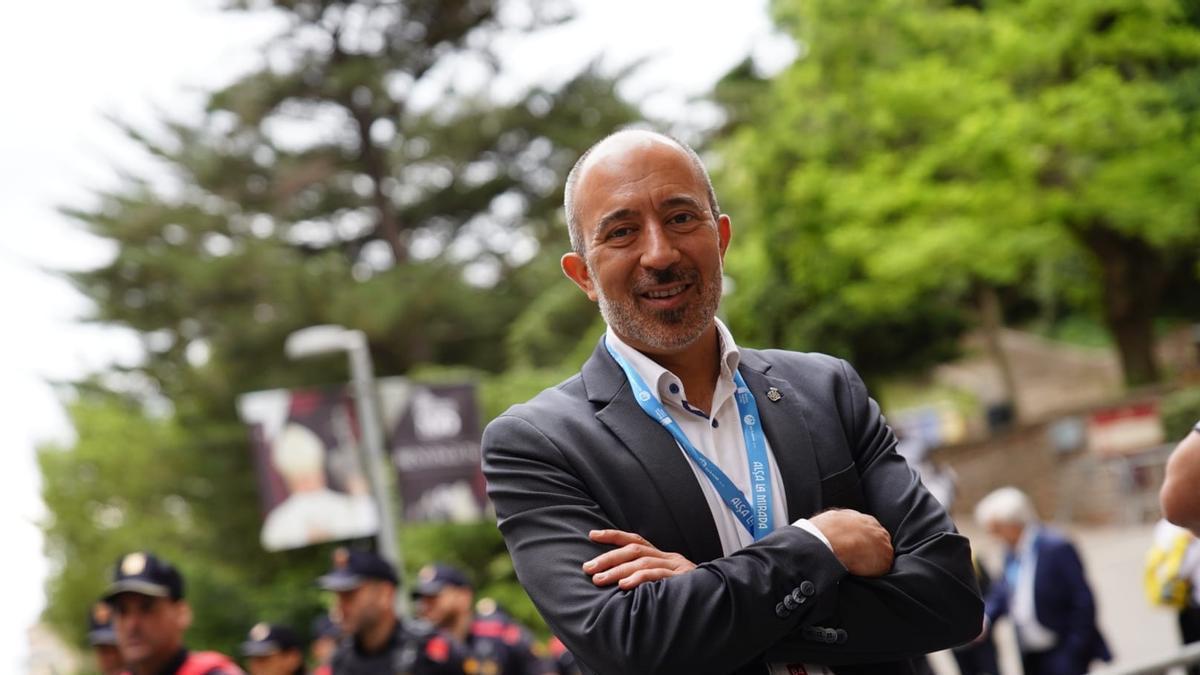 Marc Aloy, alcalde de Manresa, aquest matí a primera hora a Montserrat