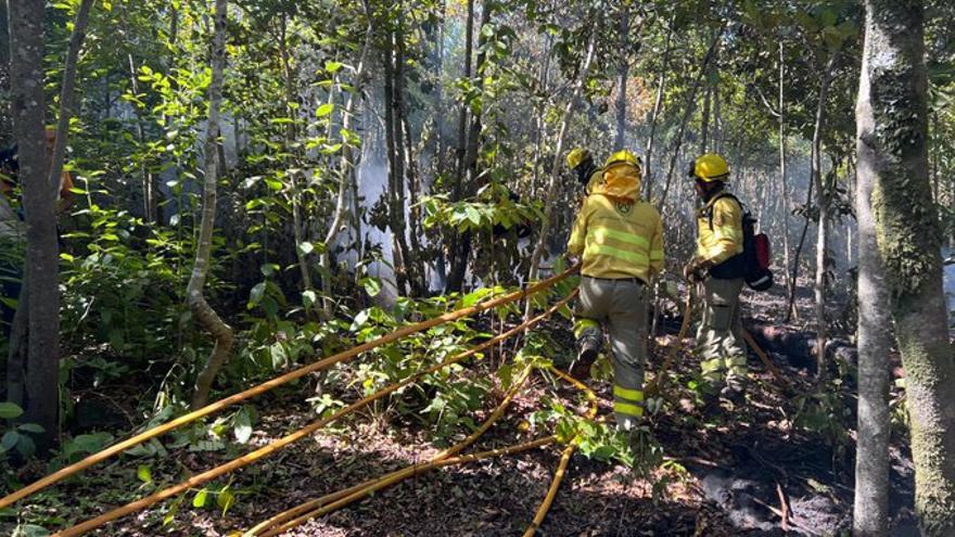 Tareas de extinción del incendio de Tenerife