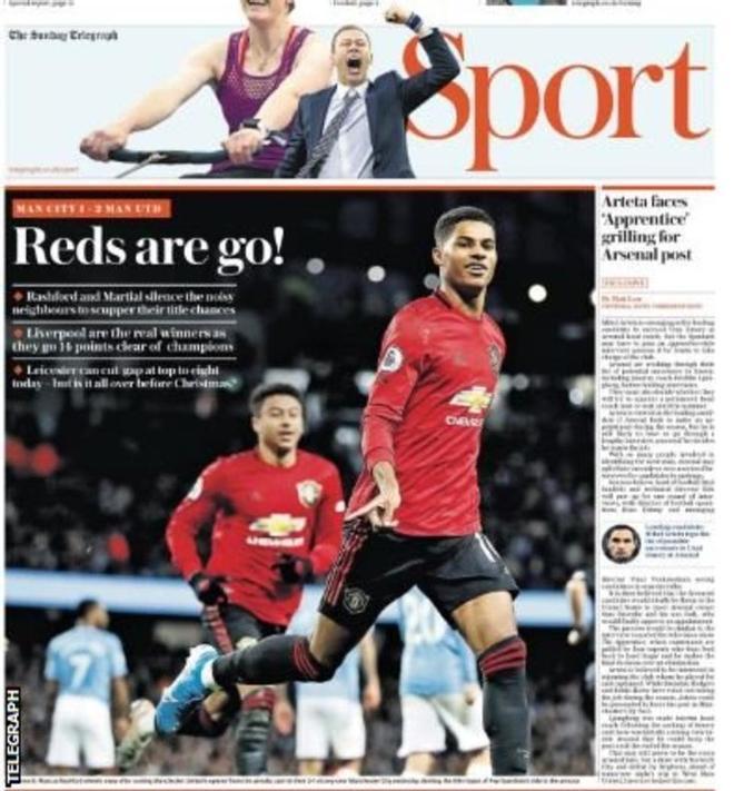 Portada de Telegraph Sport del domingo 8 de diciembre