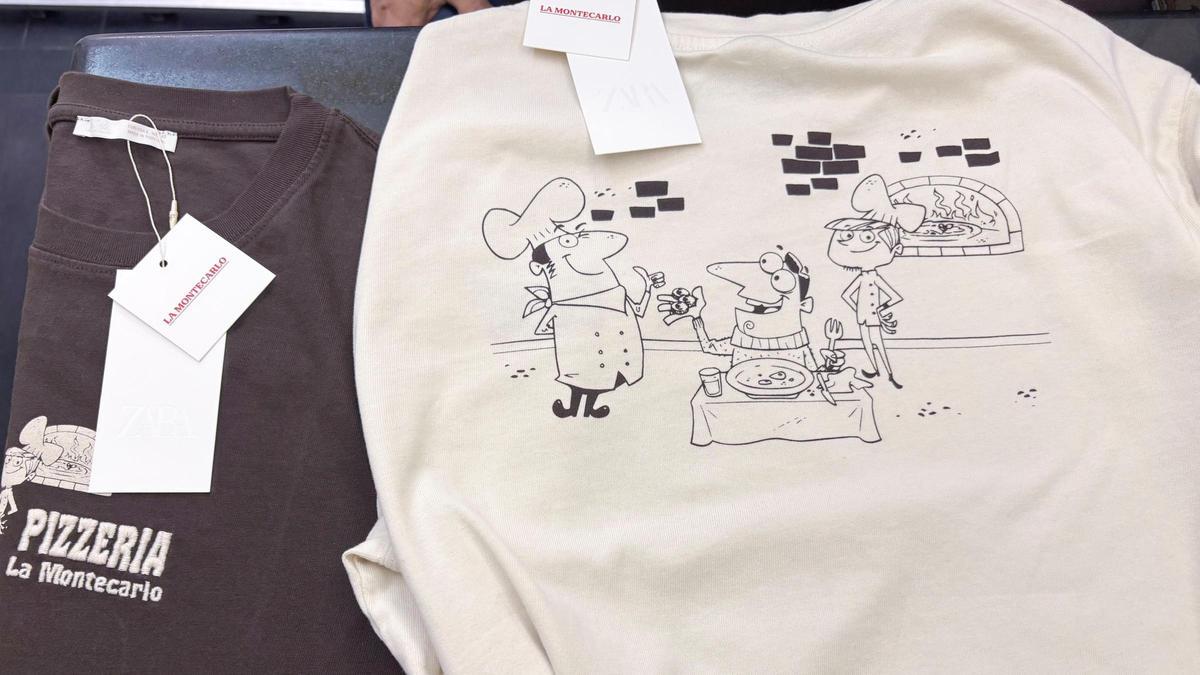 Camiseta y sudadera de Zara con la identidad visual de la pizzería romana La Montecarlo.