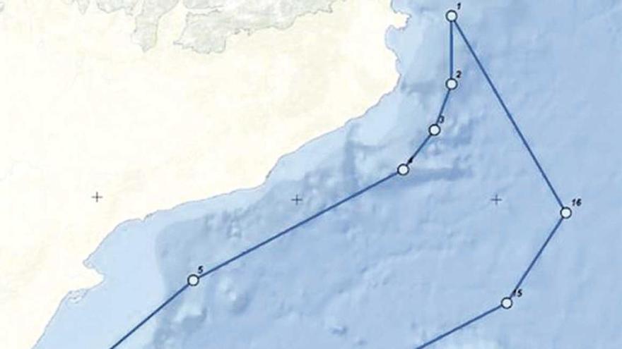 Localización del corredor de migración de cetáceos.