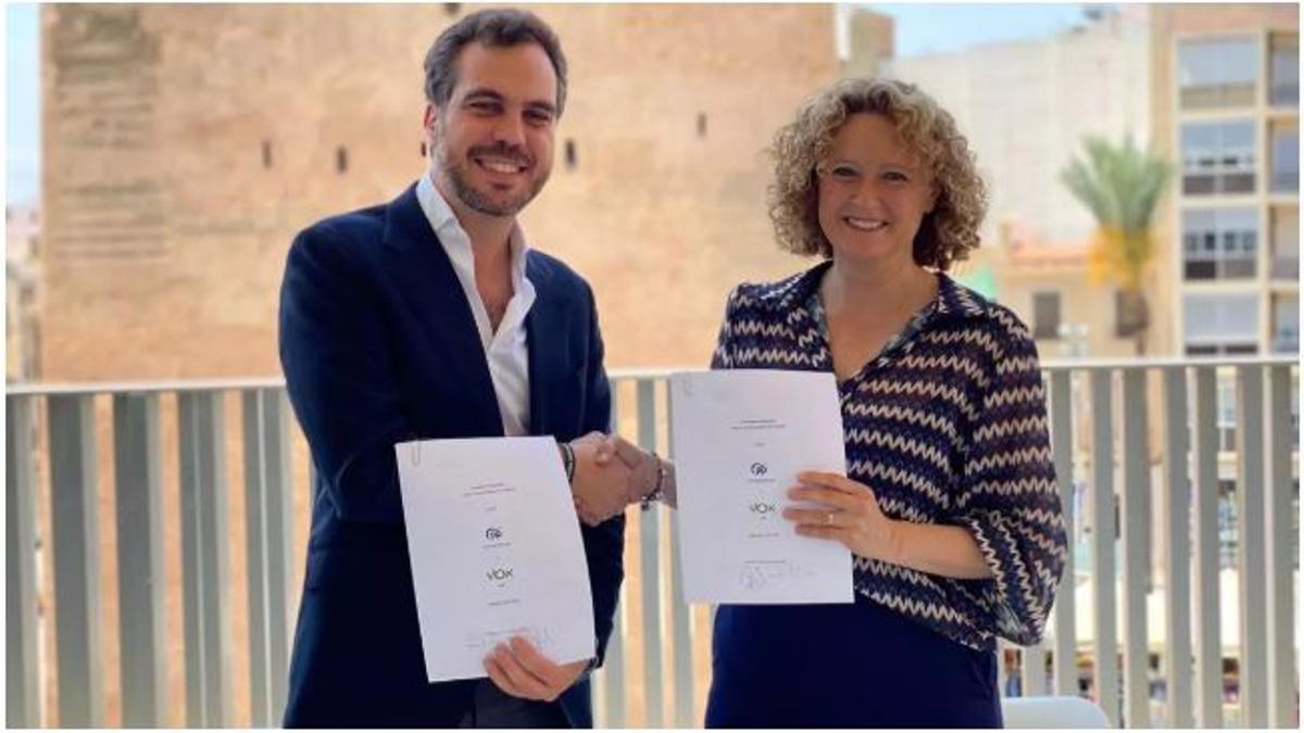 Guillermo Alonso del Real y Amparo Folgado, tras pactar el gobierno en 2023