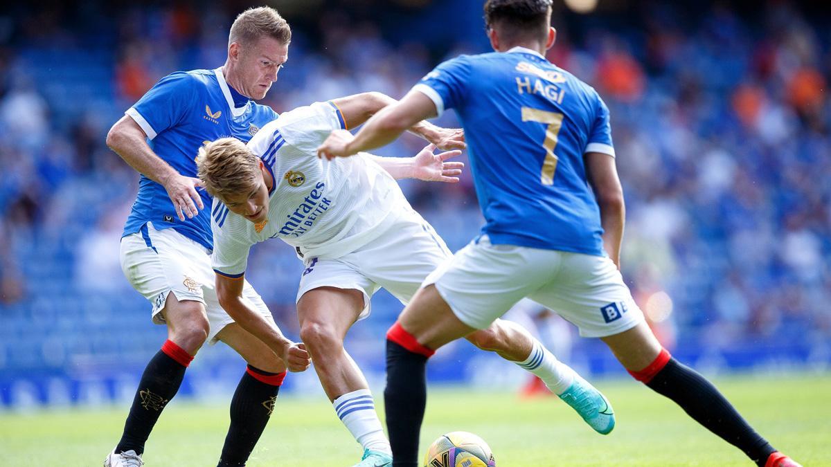 Martin Odegaard durante el Rangers - Real Madrid de la pretemporada 2021/22