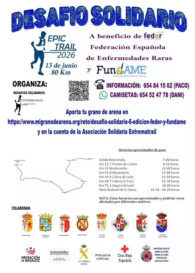 La Comarca de Tentudía dará visibilidad a las Enfermedades Raras con el Desafío Solidario Epic Trail