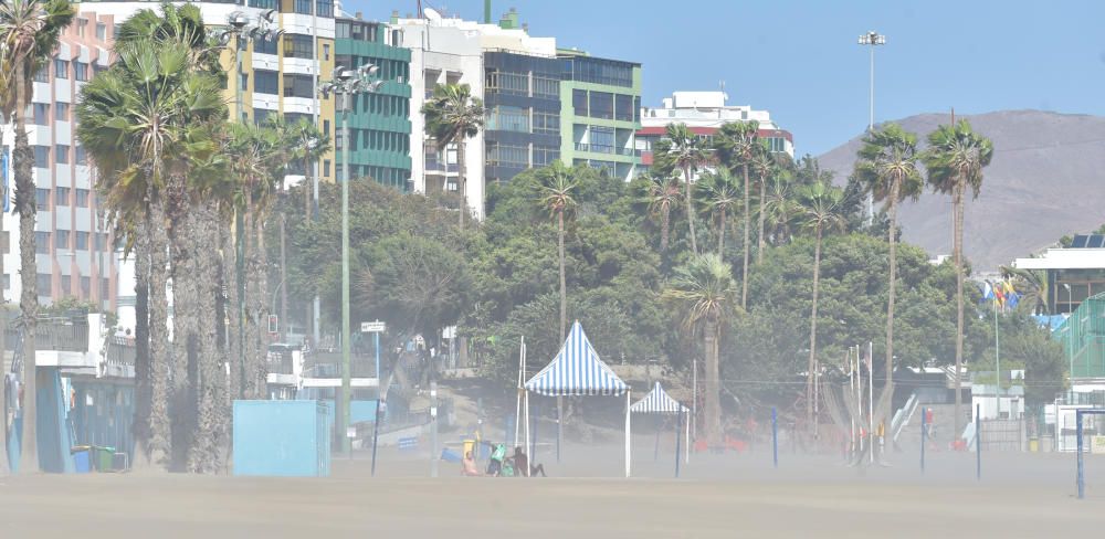 14-02-2019 LAS PALMAS DE GRAN CANARIA. Viento en la playa de Alcaravaneras. Fotógrafo: ANDRES CRUZ