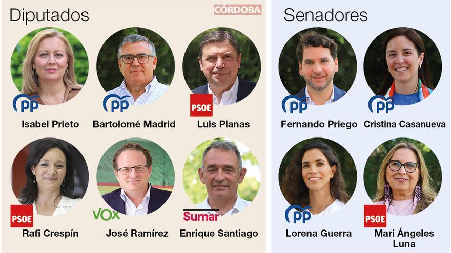 Estos son los seis diputados y cuatro senadores por Córdoba tras el 23J