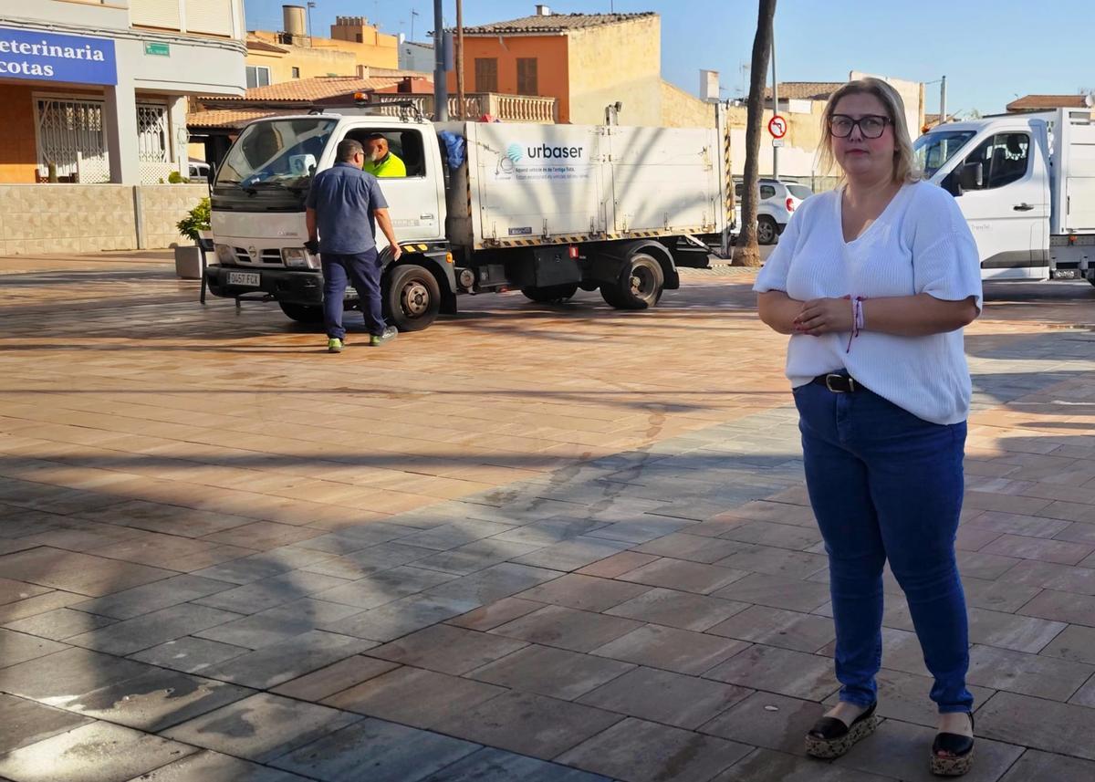 Xisca Lascolas, ayer en s'Arenal en la presentación del nuevo servicio de limpieza viaria.