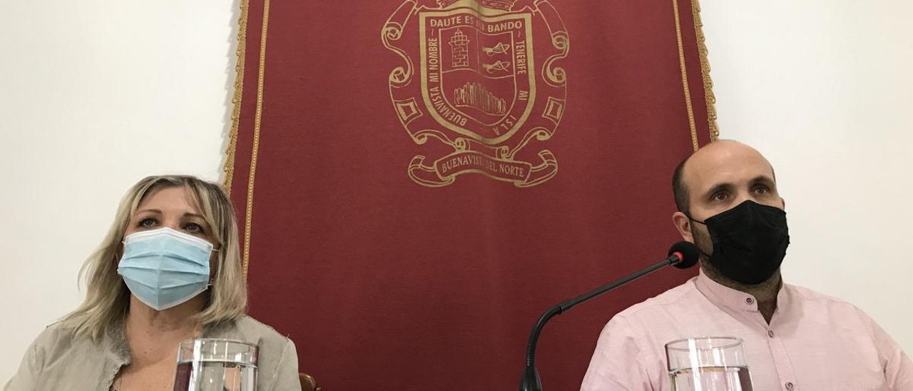 Ángeles González (CC) y Antonio González (SSP) en la rueda de prensa del día 16 de noviembre de 2021