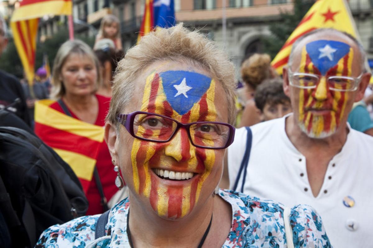 Assistents a la manifestació de la Diada. Assistents a la manifestació de la Diada.