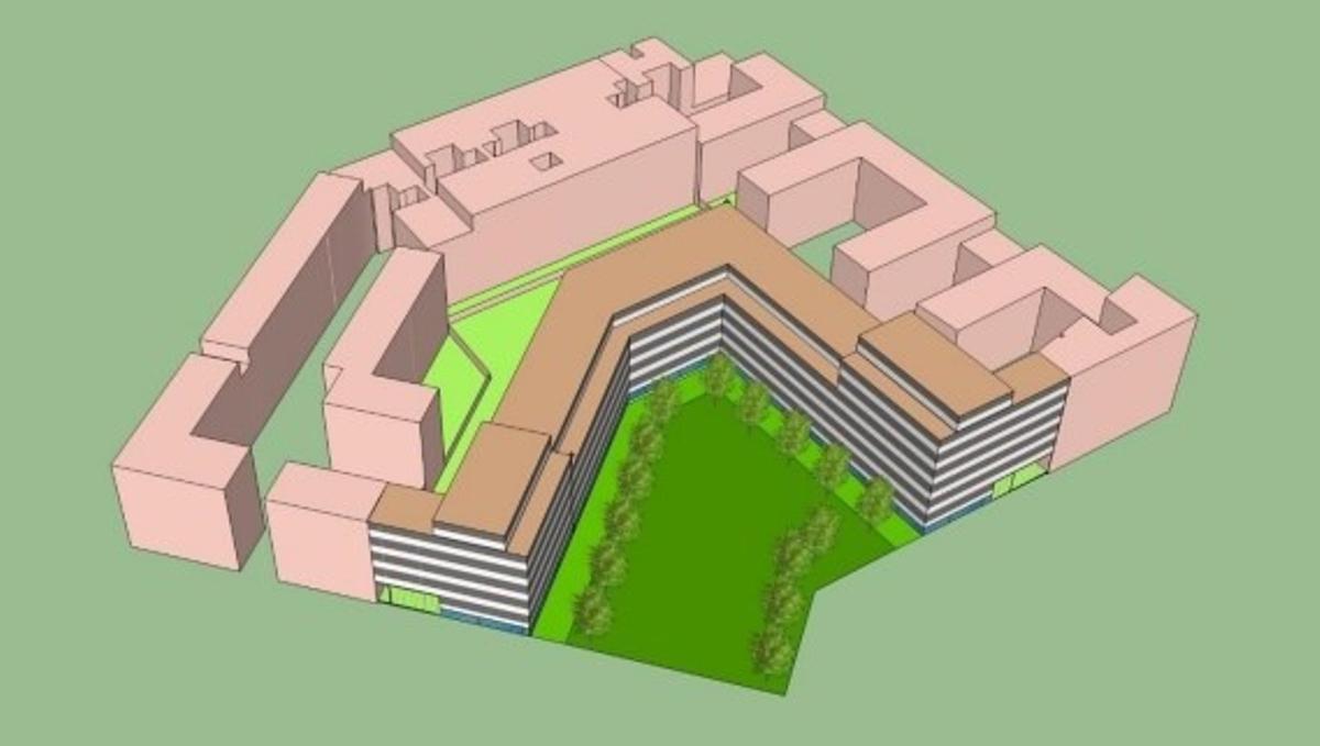 Recreación del nuevo PAI de Gil Sumbiela con un espacio verde de acceso público