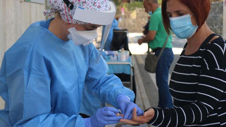 Realización de un test rápido de coronavirus.