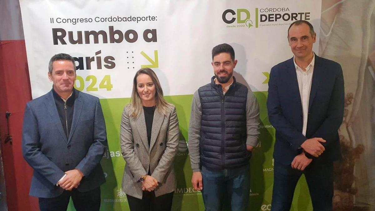 Antonio Conde, Fátima Gálvez, Alfonso Cabello y César Montes, en el congreso olímpico.