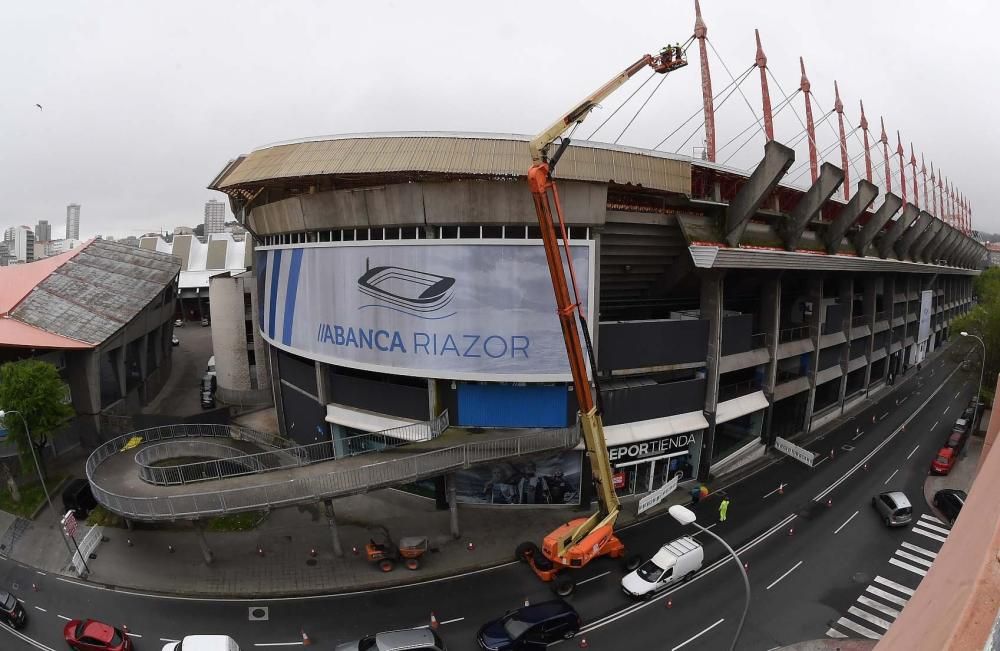 Obras de rehabilitación de las cubiertas de Riazor