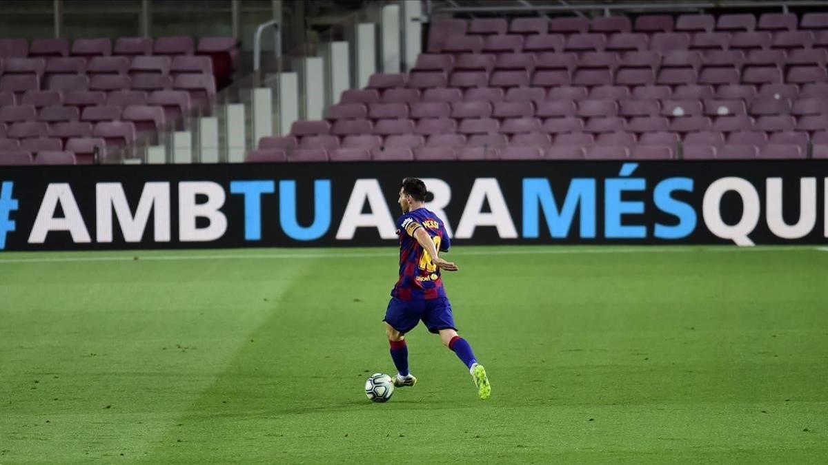 Messi, en su último partido de Liga en el Camp Nou ante Osasuna.