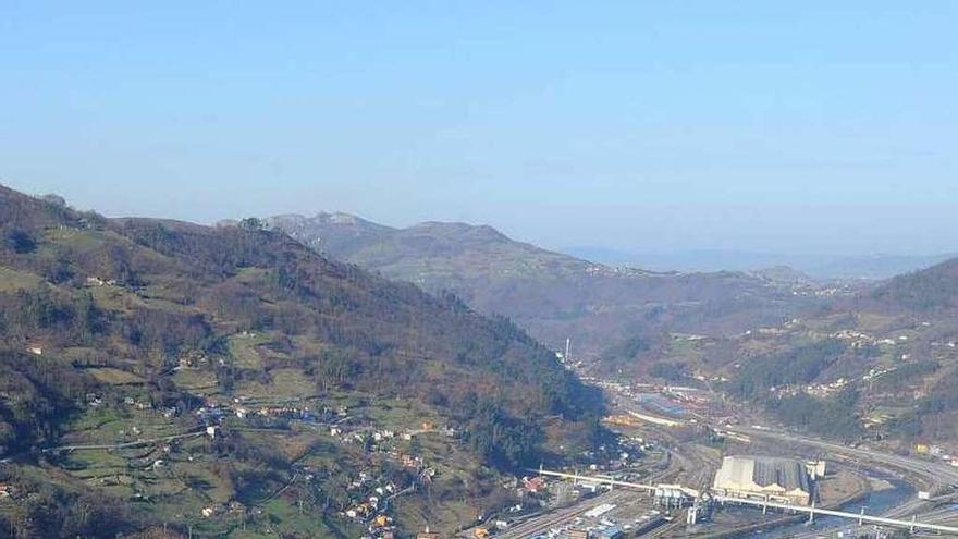 Una vista aérea del centro de Mieres.