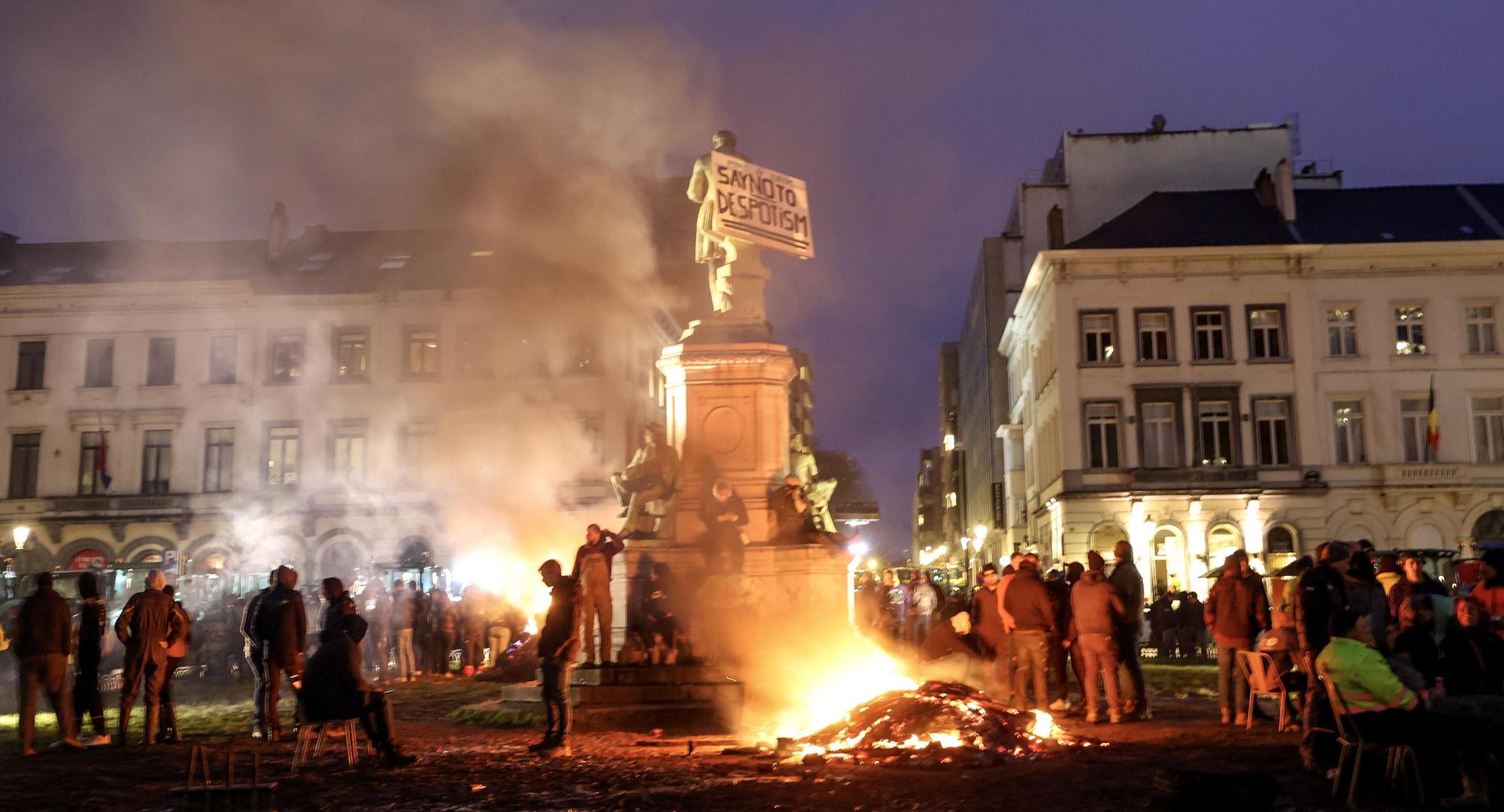 Farmers protest on the sidelines of the EU summit in Brussels