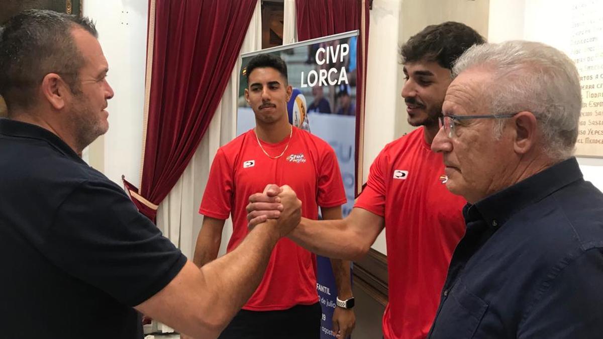 Juan Miguel Bayonas, Gabriel Gutiérrez, Antonio Saucedo y Juan Lario este viernes en el Ayuntamiento de Lorca.