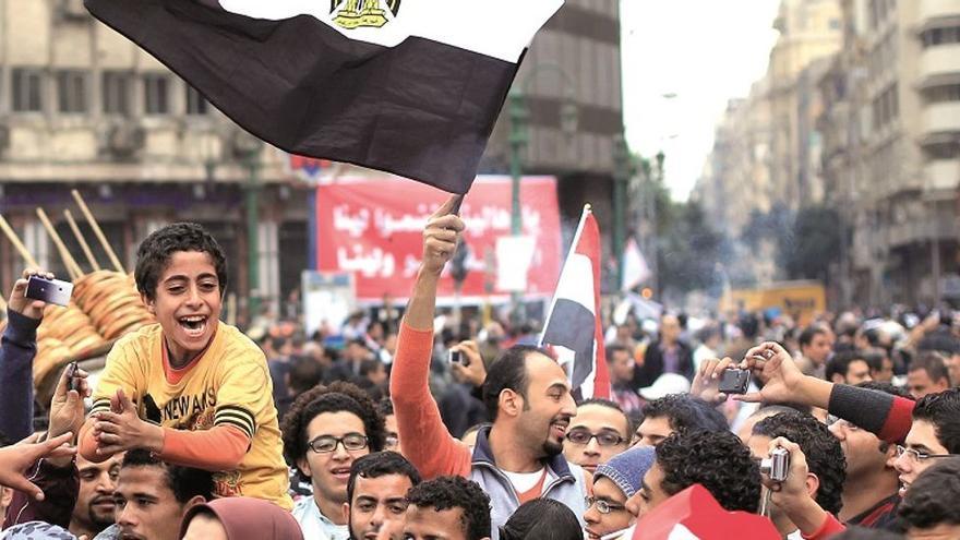 Protesta en 2011 en la plaza Tahrir de El Cairo (Egipto), emblema de las primaveras árabes