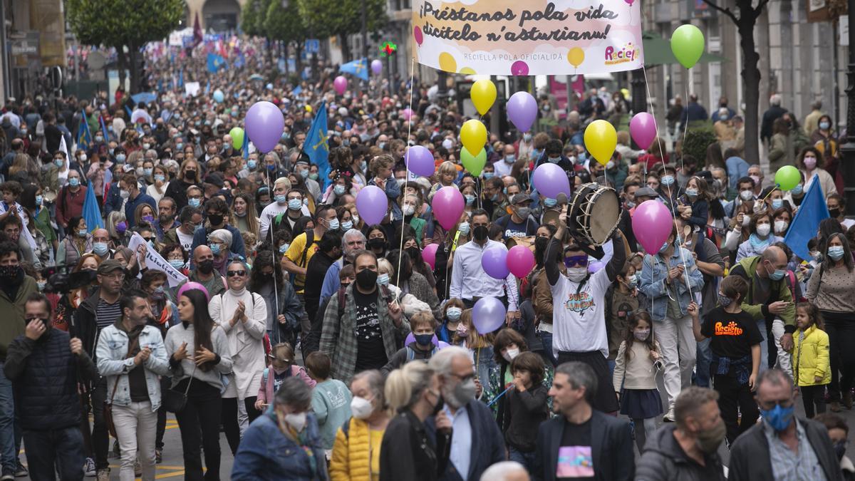 Los partidarios de la cooficialidad del asturiano se manifiestan en Oviedo