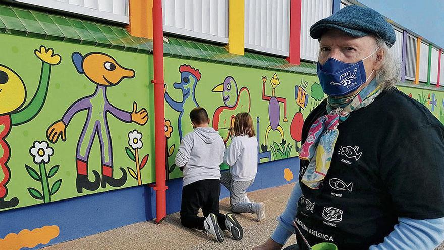 Gustavo verwandelt Schulgebäude in ein fröhliches Kunstwerk