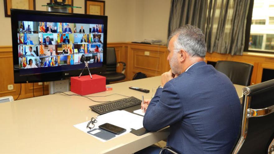 Ángel Víctor Torres, esta mañana durante la última conferencia de presidentes telemática.