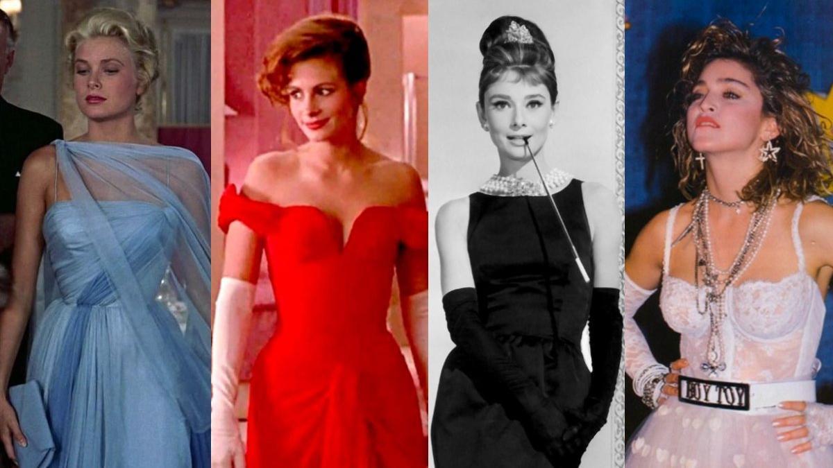 De izquierda a derecha, Grace Kelly, Julia Roberts, Audrey Hepburn y Madonna, con cuatro modelos inolvidables.