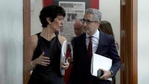 La ministra portavoz, Elma Saiz, junto a la vicepresidenta segunda y ministra de Trabajo y Economía Social, Yolanda Díaz; el ministro de Hacienda, Arcadi España, y el ministro de Política Territorial y Memoria Democrática, Ángel Víctor Torres, ha participado en la rueda de prensa posterior al Consejo de Ministros.
