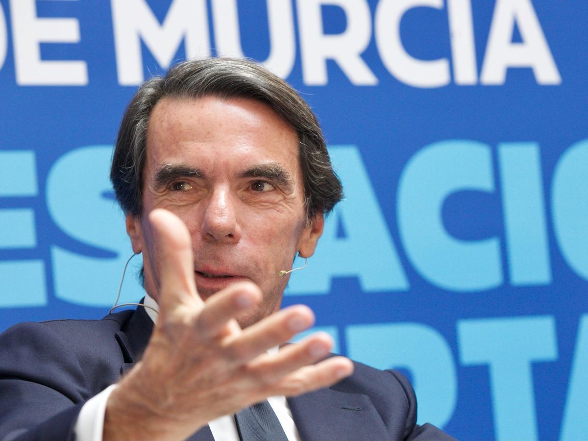 José María Aznar este viernes en el evento del Real Casino de Murcia.