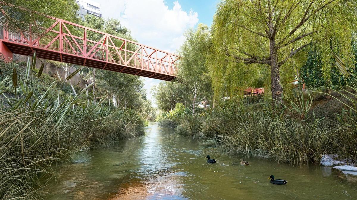 Senderos, zonas de sombra y espacios de ocio abrazarán el cauce del Huerva en Zaragoza a lo largo de 2,5 km para disfrute de todos.